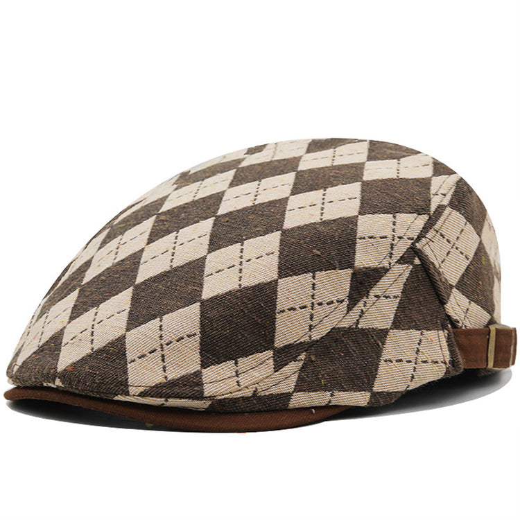 Retro Plaid Short Brim Advance Cap British Casual Painter Cap