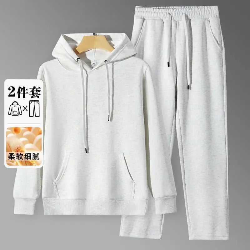 2026 Men's New Straight-Leg Casual Suit Trendy Hooded Sweatshirt and Sweatpants Loose Fit Versatile Casual Autumn Sports Suit