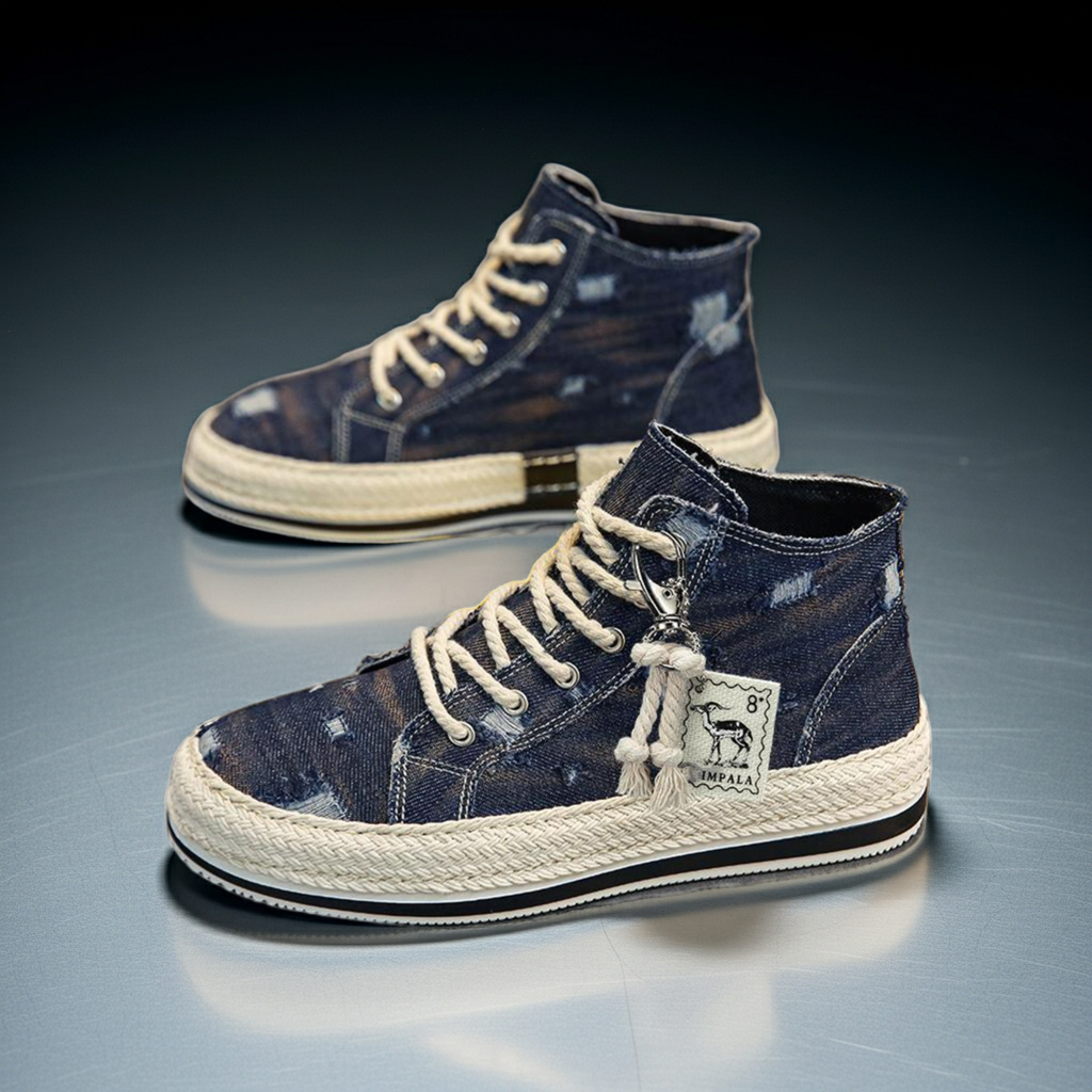 1970s High-top Canvas Shoes Men's Korean-style Student