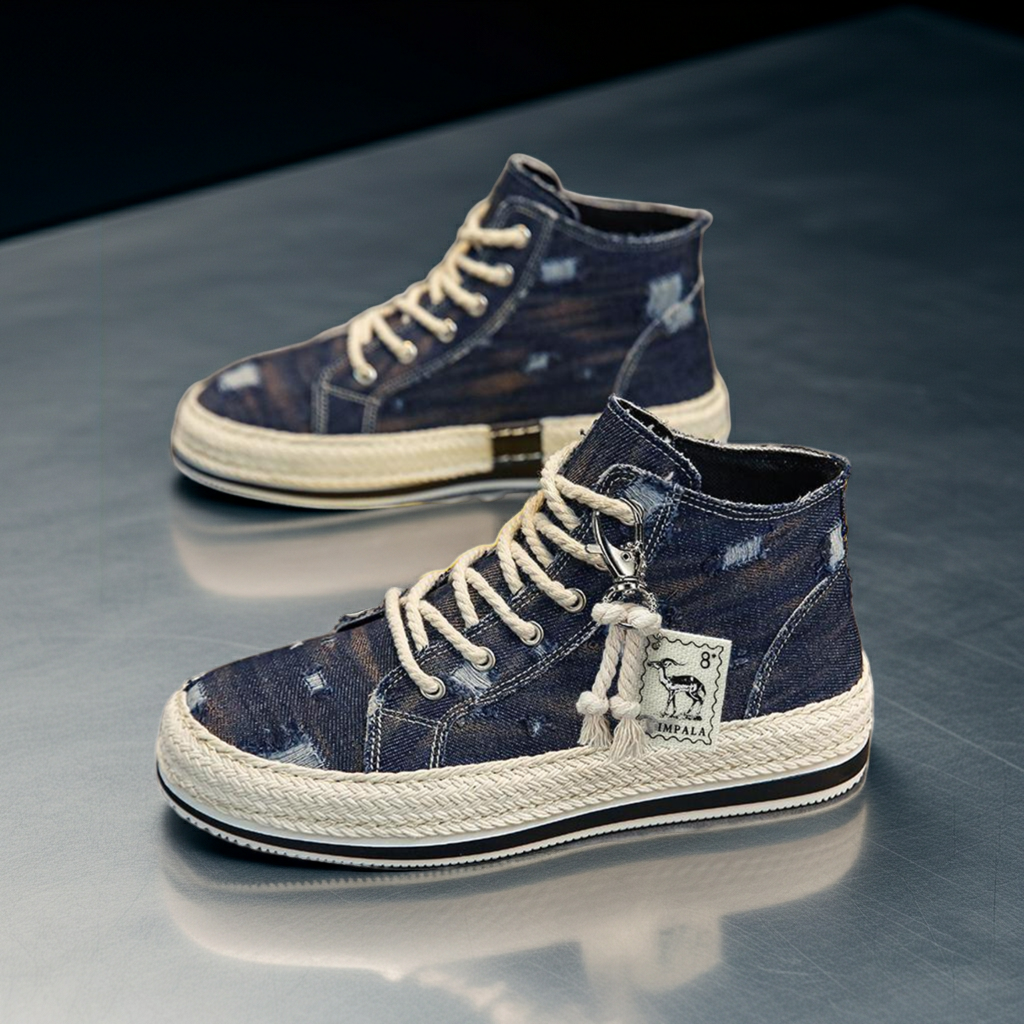 1970s High-top Canvas Shoes Men's Korean-style Student